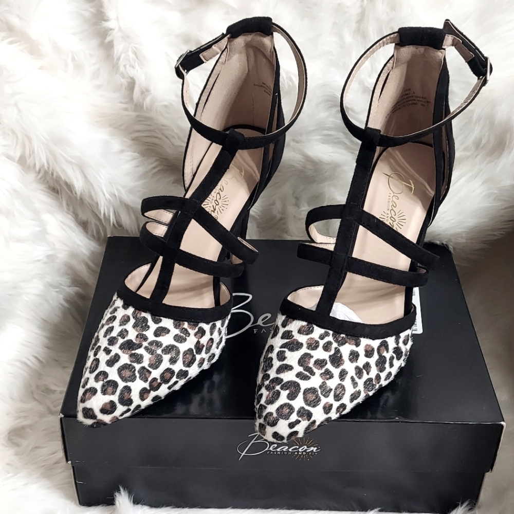 White Snow Leopard Heels 👠